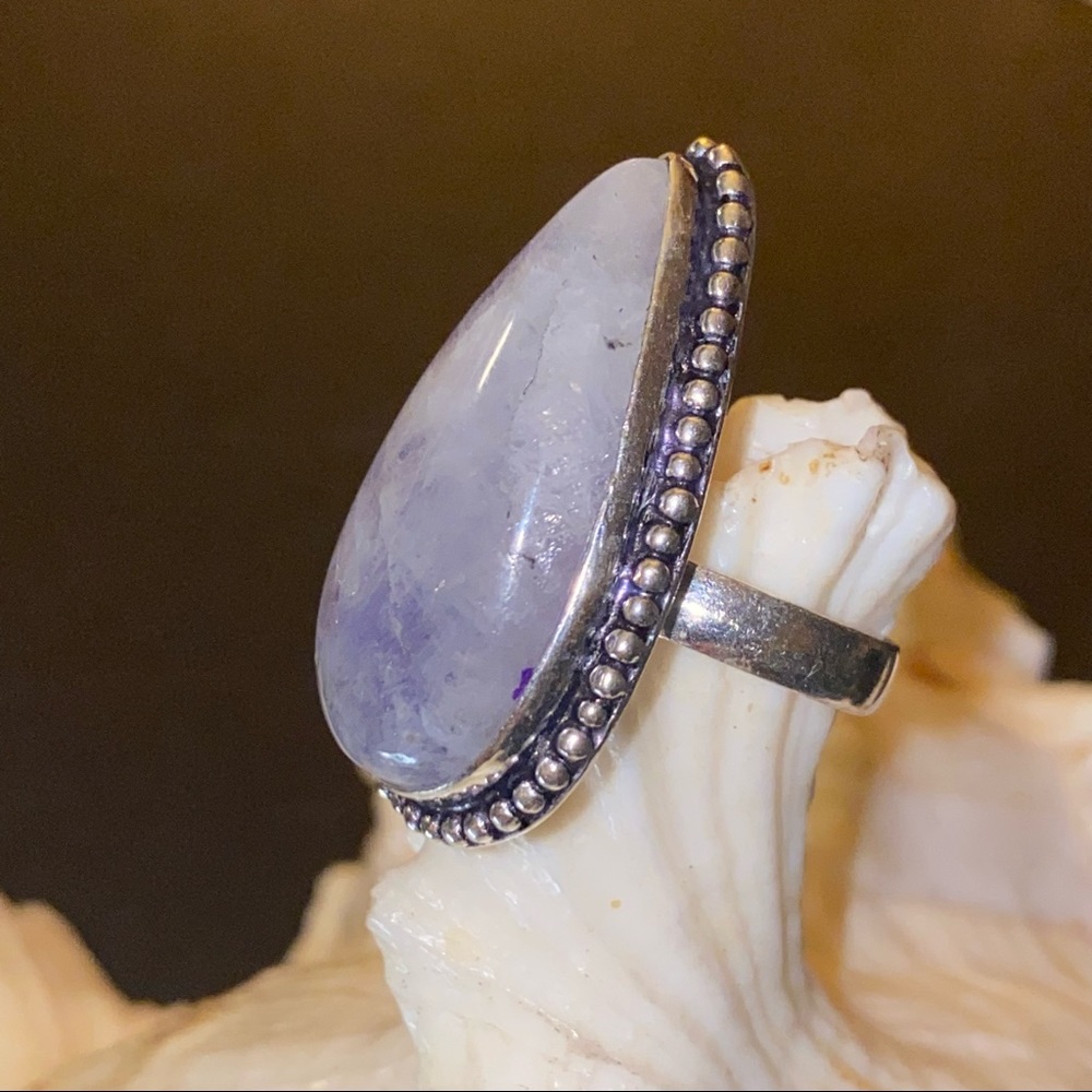 Rainbow Moonstone teardrop gemstone ring. - Picture 4 of 10